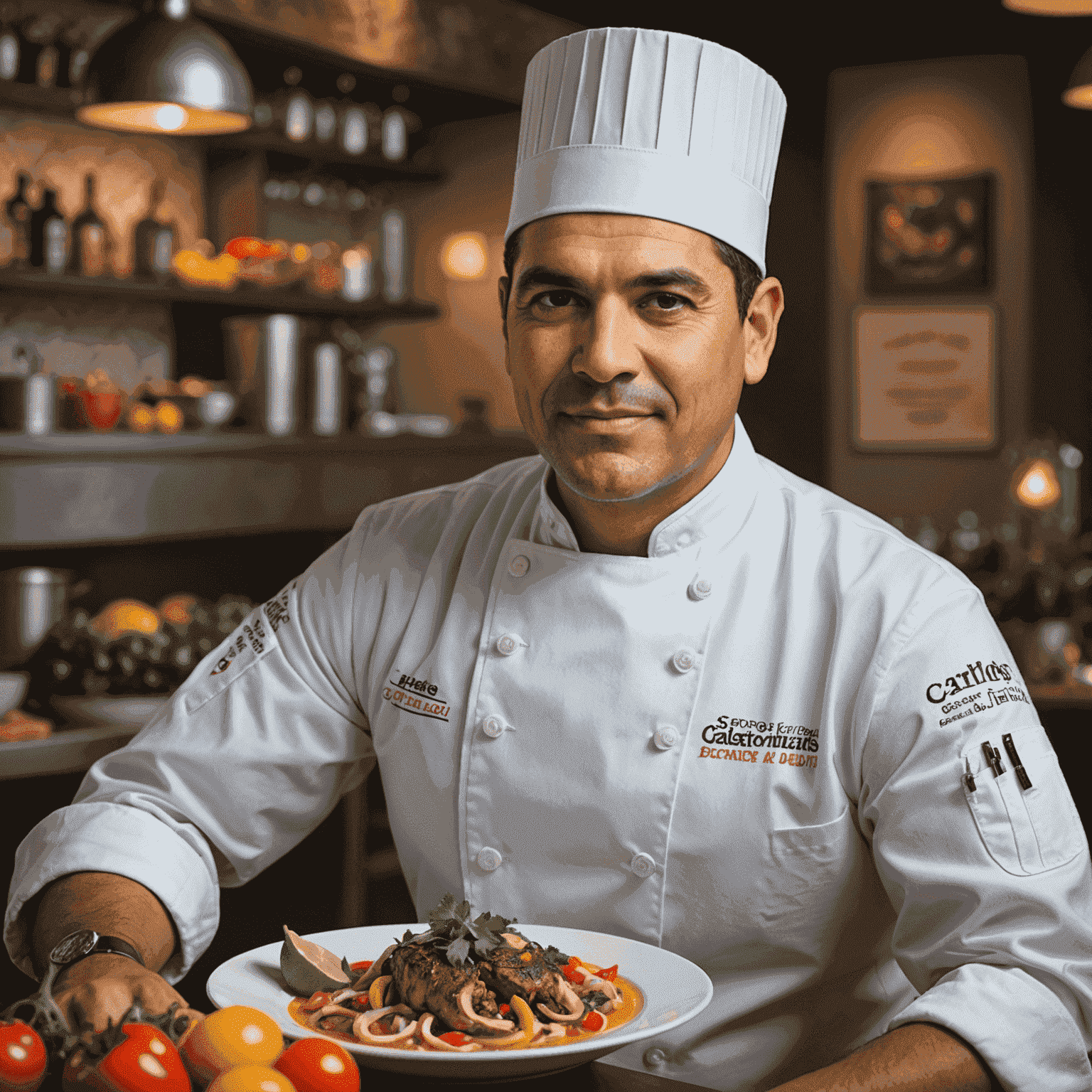 Retrato de Carlos Gómez, chef galardonado y consultor gastronómico con amplia experiencia en cocina peruana